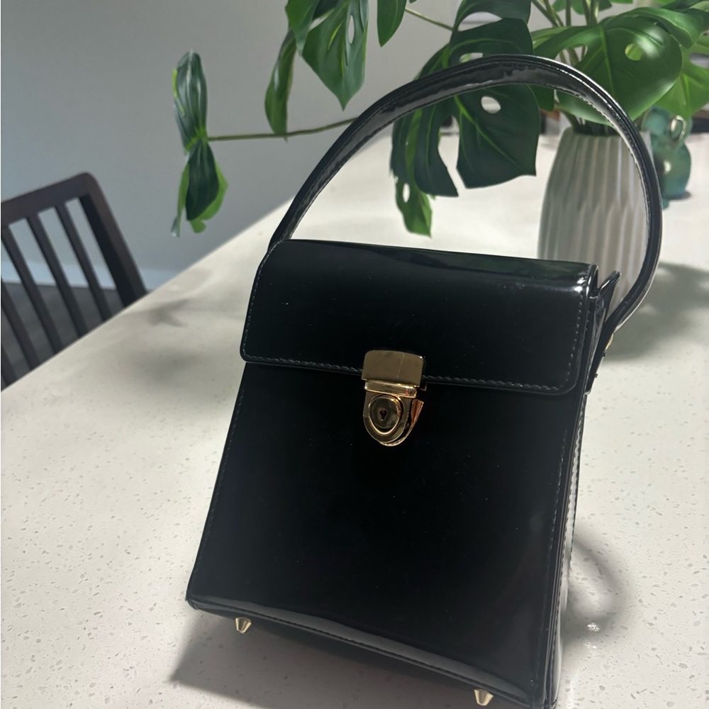 Liz & Co. Black Mini Bag with Gold Accent